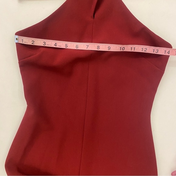 Likely || Willa Crossover Halter Mermaid Gown Burgundy Red 4 - Picture 7 of 8